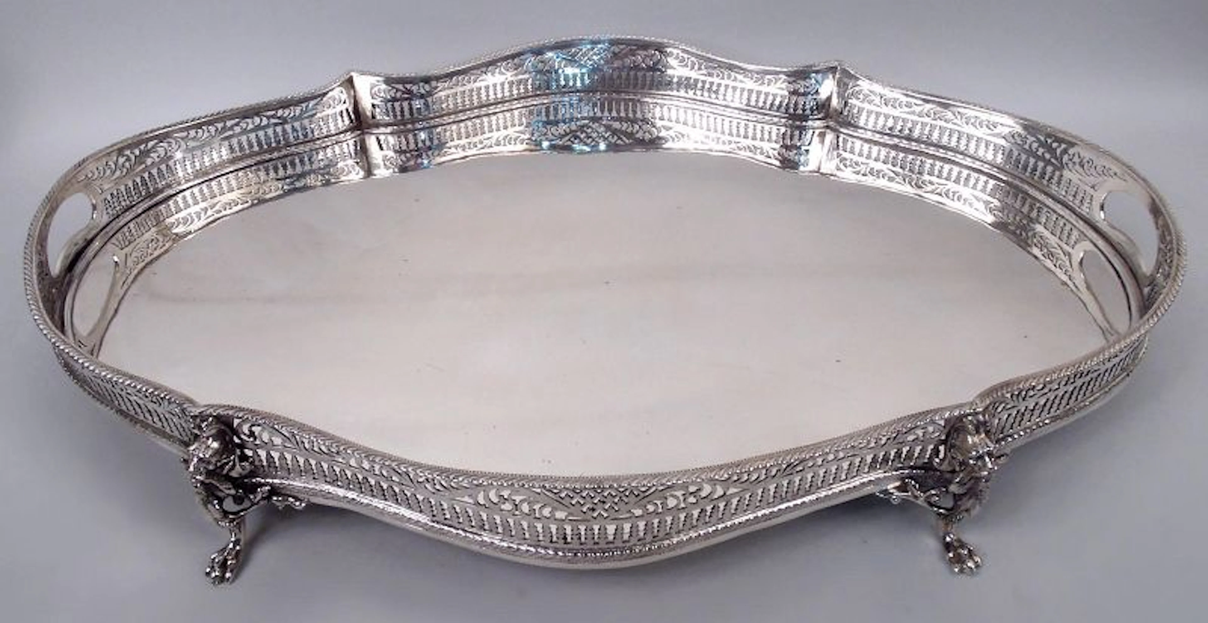Antique American Edwardian Neoclassical Centerpiece Gallery Tray