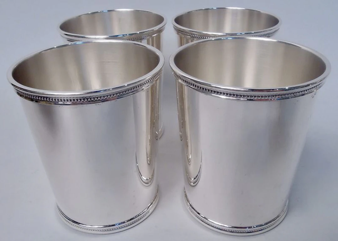 Set of 4 Scearce I-Like-Ike Eisenhower-Era Sterling Silver Mint Juleps