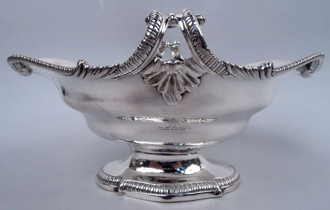 Antique English Georgian Classical Sterling Silver Gravy Bowl 1759