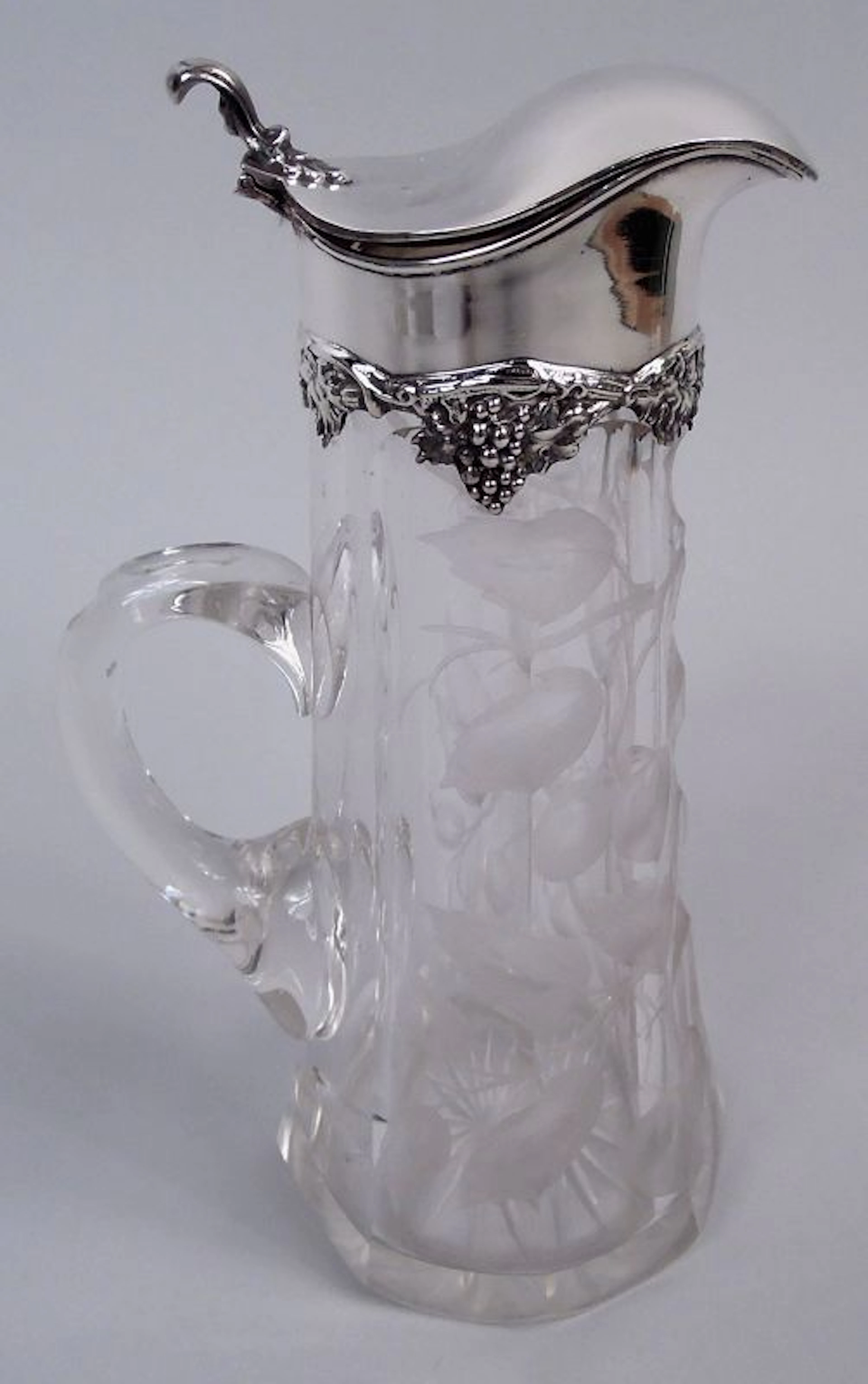 International Victorian Sterling Silver & Glass Fruit Syrup Jug