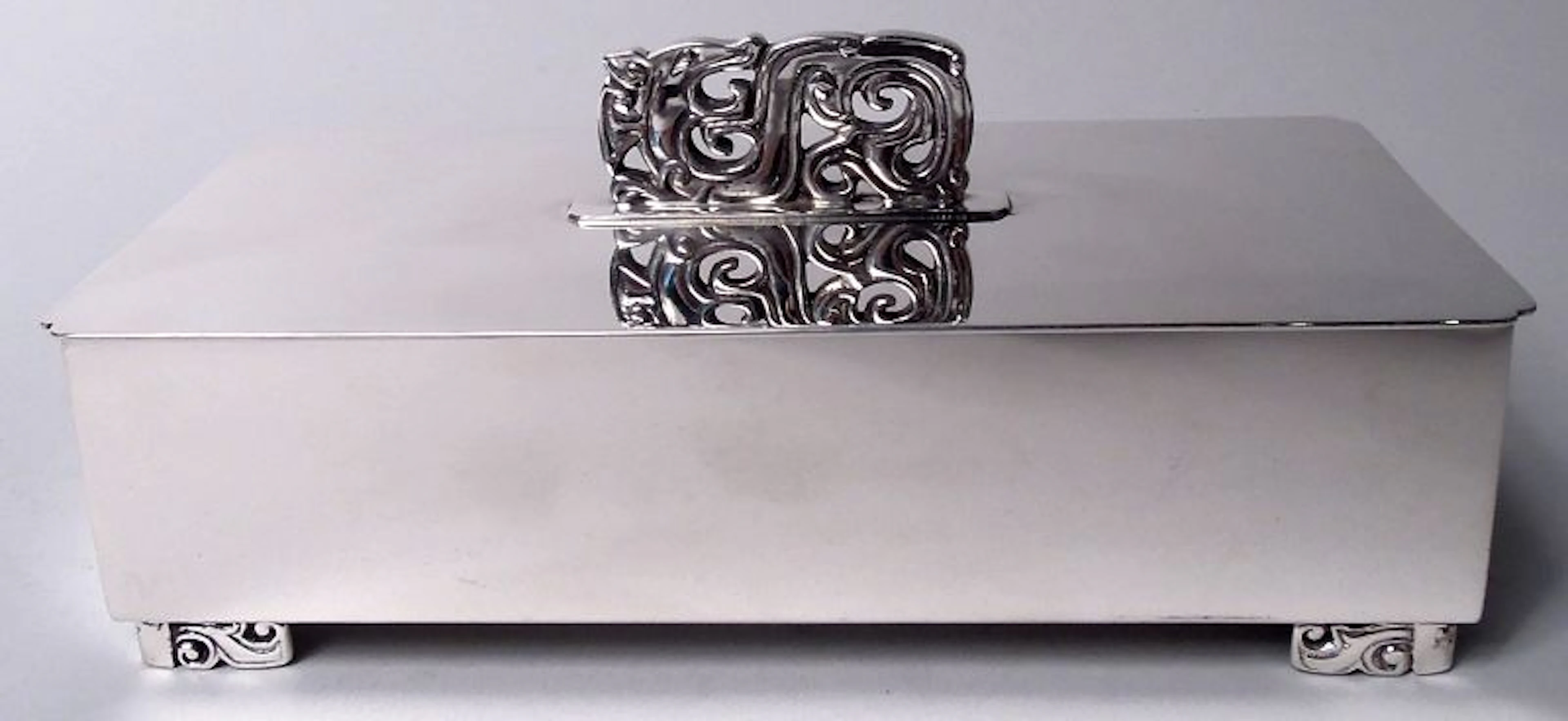 Tiffany American Midcentury Modern Box with Chinese Dragon Finial