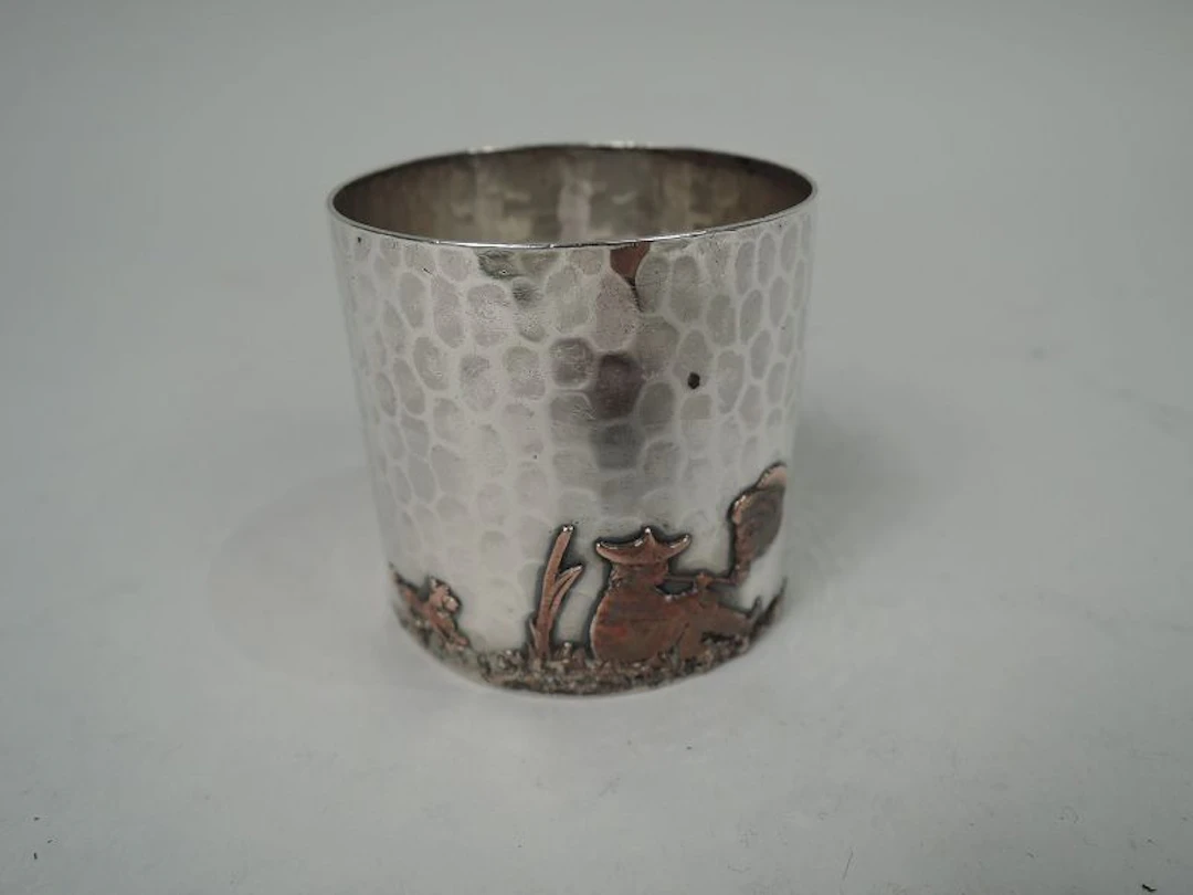 Gorham Japonesque Mixed Metal Hand Hammered Napkin Ring 1882