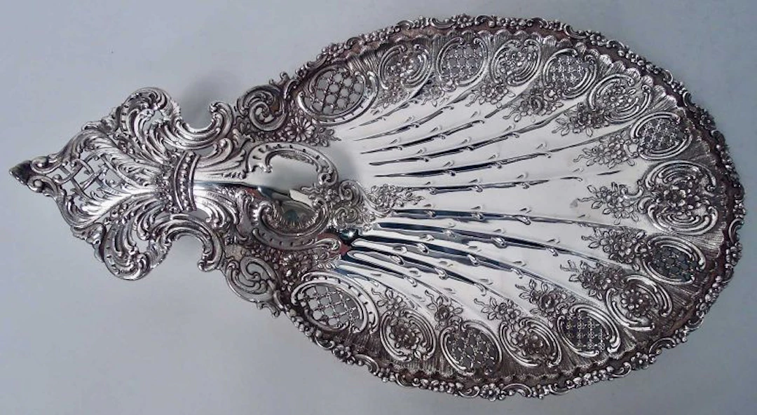 Sumptuous Tiffany Gilded Age Sterling Silver Petit-Four Plate