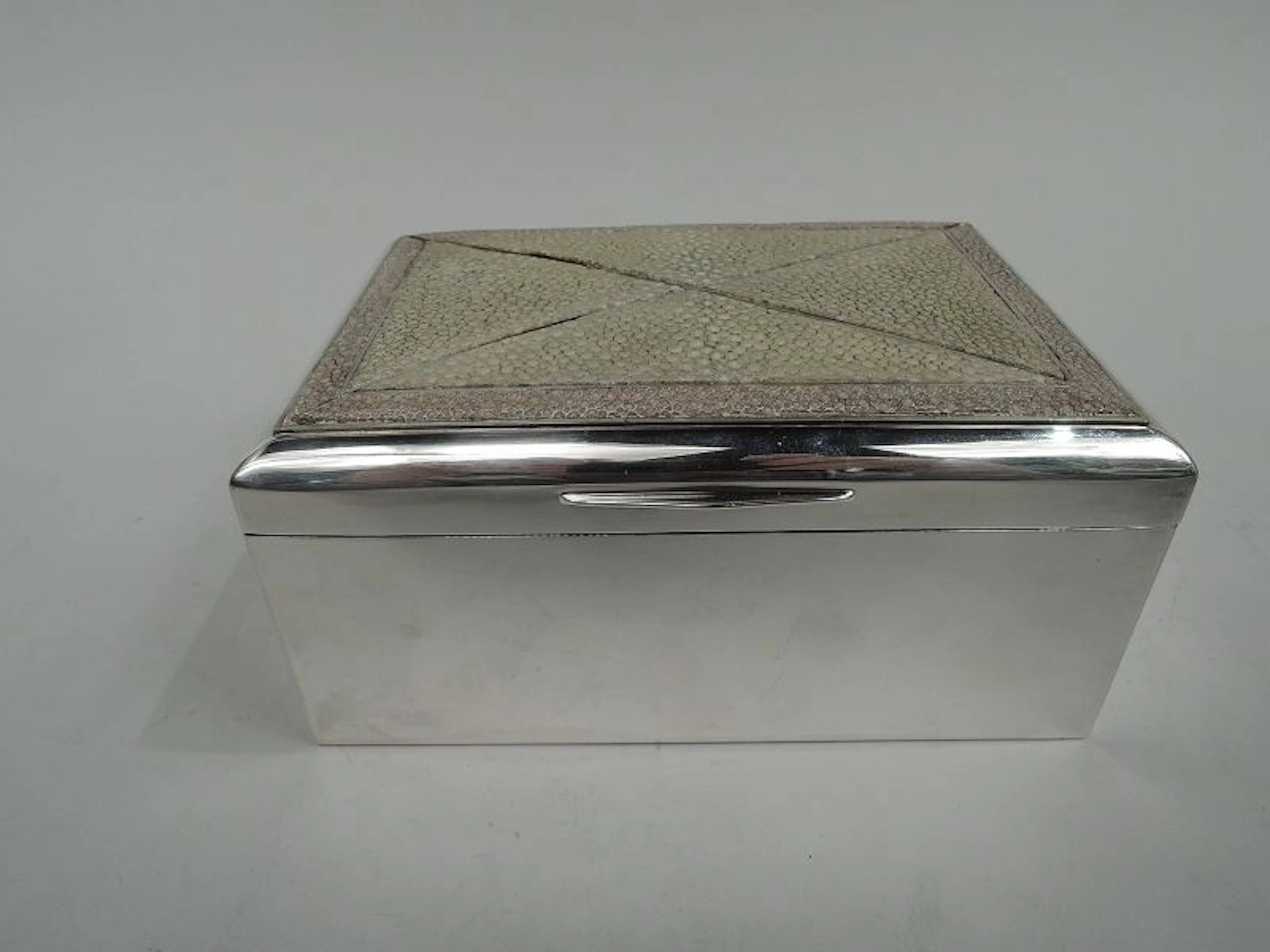 German Modern Silver and Shagreen Box