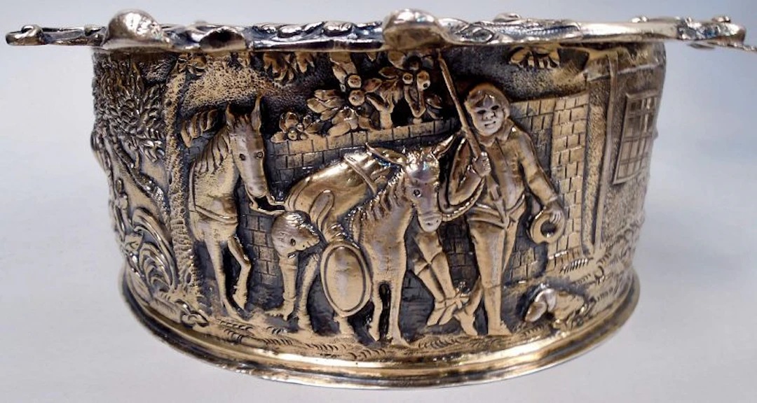 Farrell English Georgian Regency Silver Gilt Teniers Wine Coaster 1817