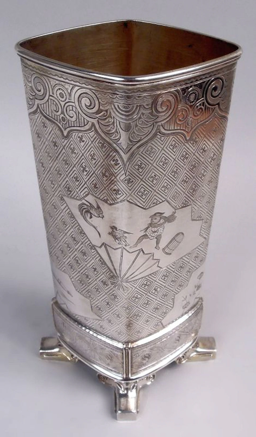 Tiffany Japonesque Sterling Silver Vase with Early Union Square Mark