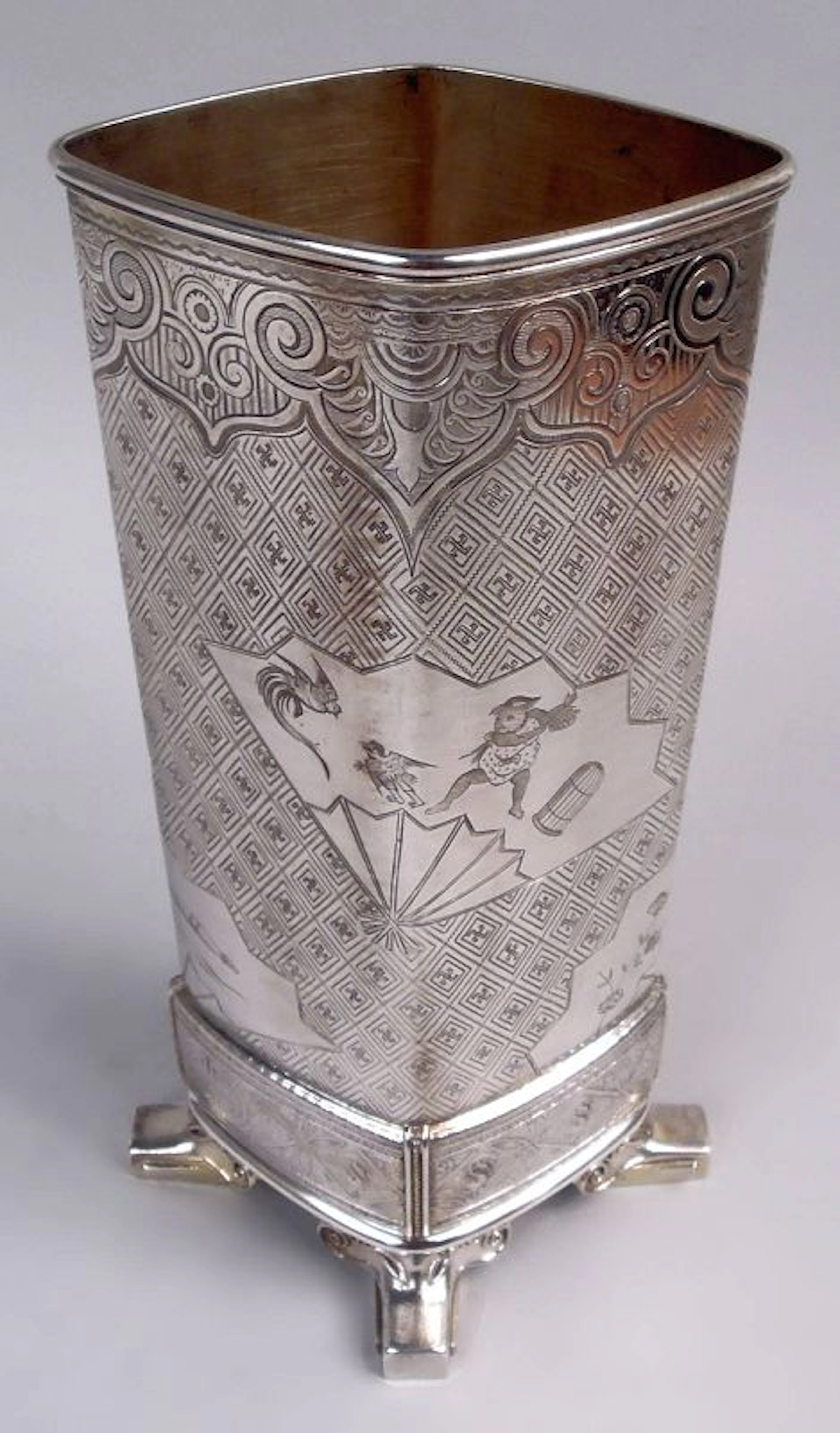 Tiffany Japonesque Sterling Silver Vase with Early Union Square Mark
