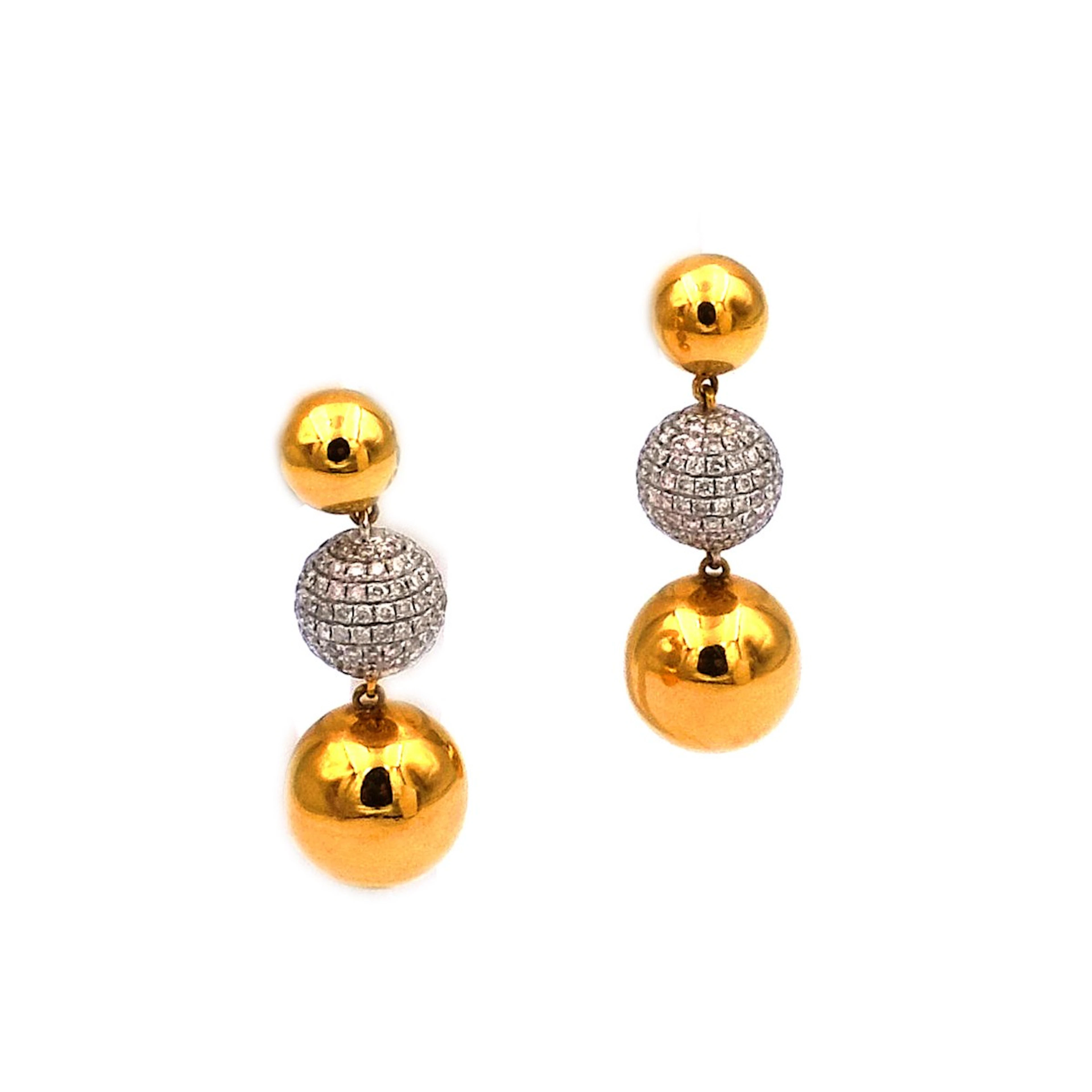 Diamant Ohrringe mit Kugelanhängern und 2,2 ct Brillanten in 18 K Gold