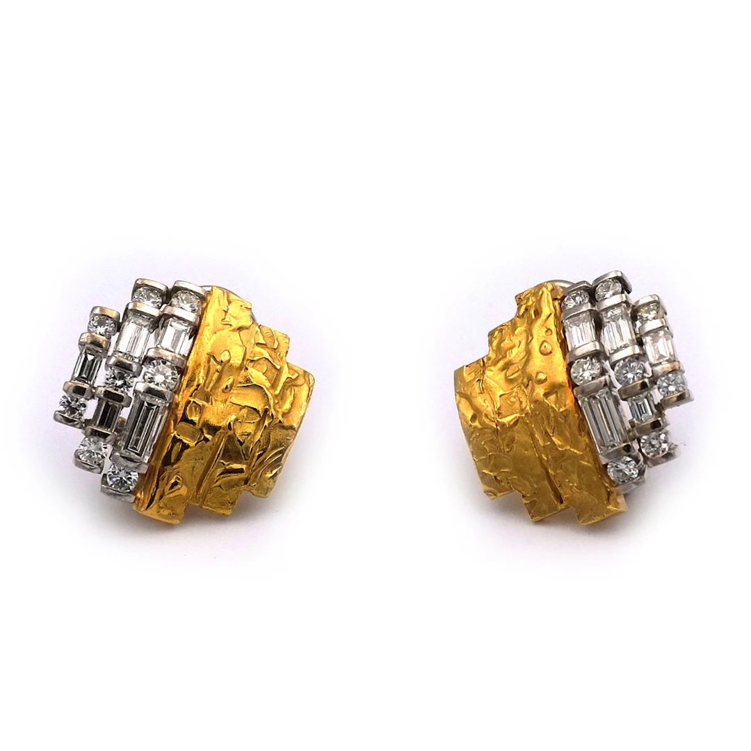 Diamant Ohrringe als Clips mit 2.8 ct Brillanten in 18K Gelb- und Weißgold