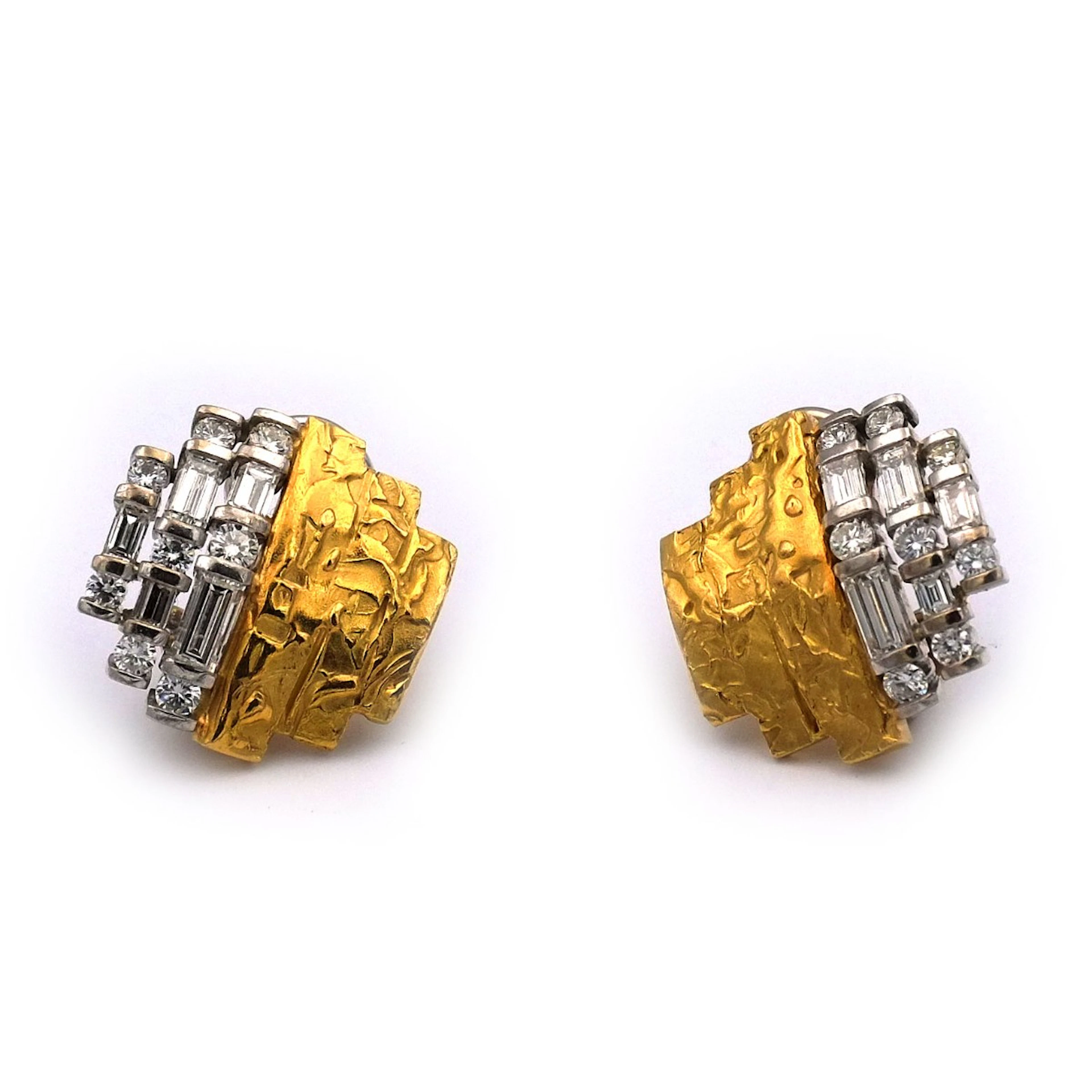 Diamant Ohrringe als Clips mit 2.8 ct Brillanten in 18K Gelb- und Weißgold