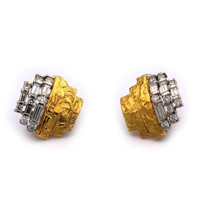 Diamant Ohrringe als Clips mit 2.8 ct Brillanten in 18K Gelb- und Weißgold