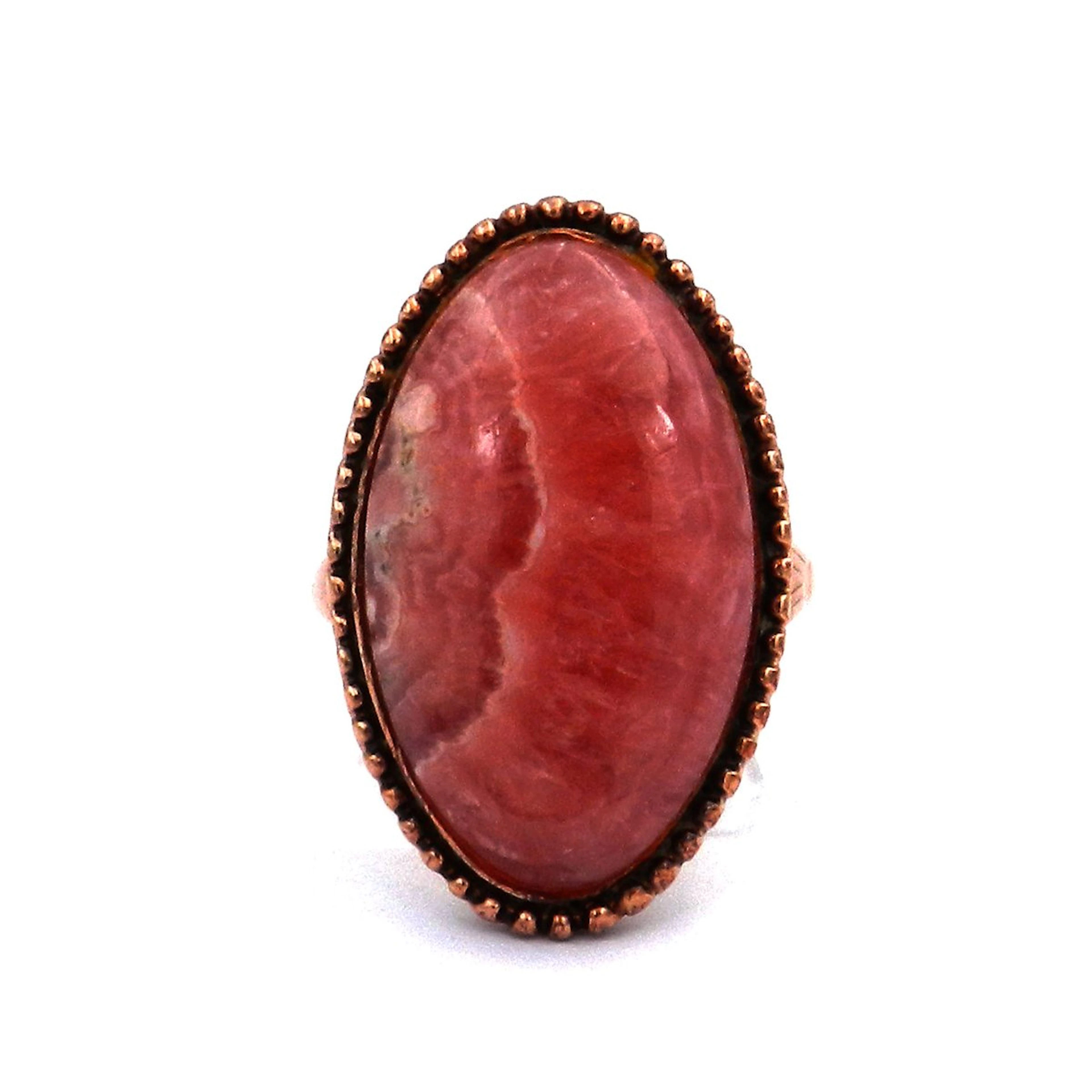 Antiker Marquise Ring in 14K Gold mit Rodochrosit