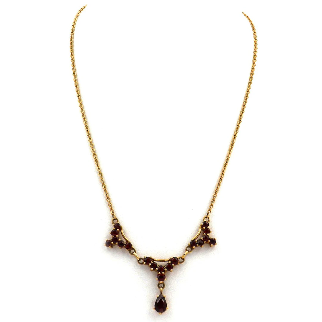 Granatcollier – Granatkette aus 333 Gold, um 1930