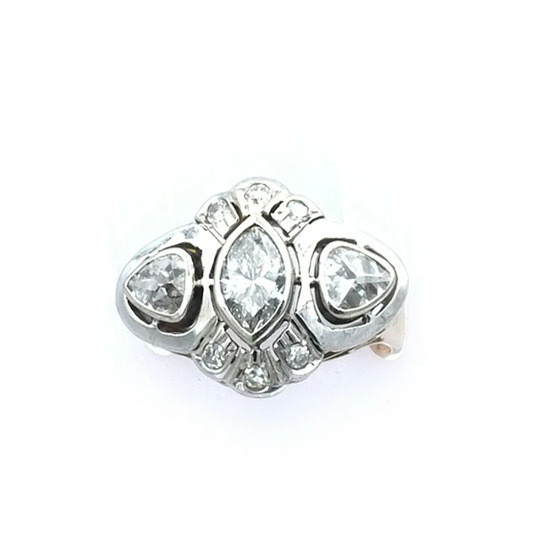 Antiker 1.72 ct Diamant Ring mit Navette Diamanten, um 1915/20