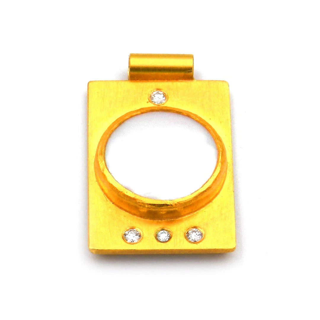 Moderner Designer Anhänger mit Perle und Diamanten Handarbeit in 900 Gold
