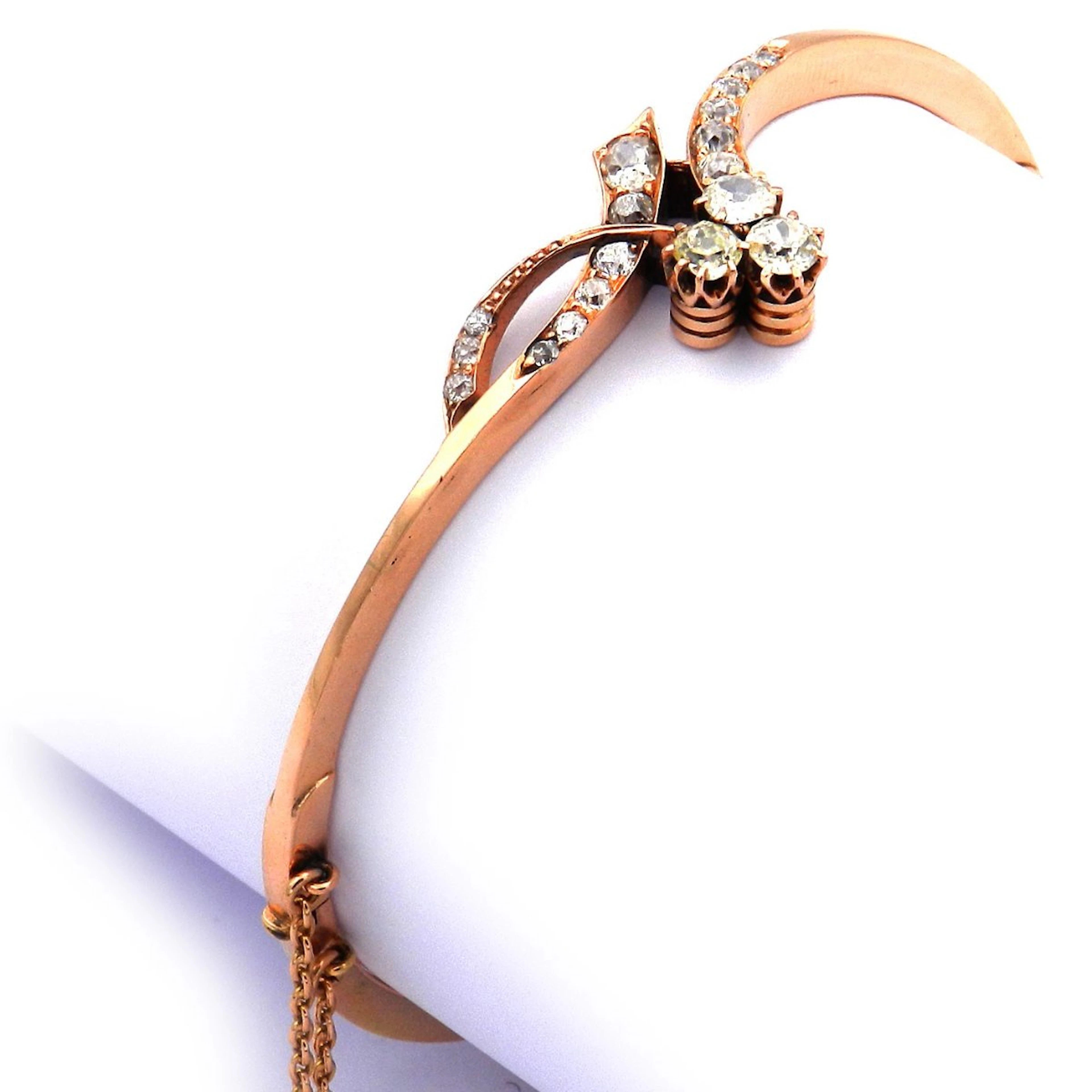 Jugendstil 1,75 ct Diamant Armreif in 14K Gold um 1890