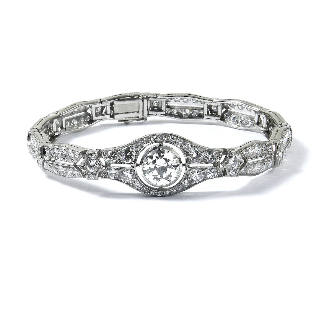 Hochfeines Art Deco 7 ct Diamant Armband in Platin, um 1930