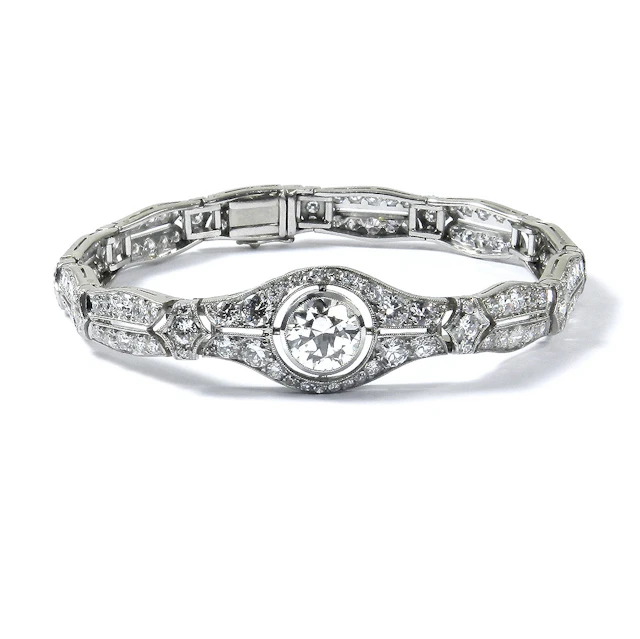 Hochfeines Art Deco 7 ct Diamant Armband in Platin, um 1930