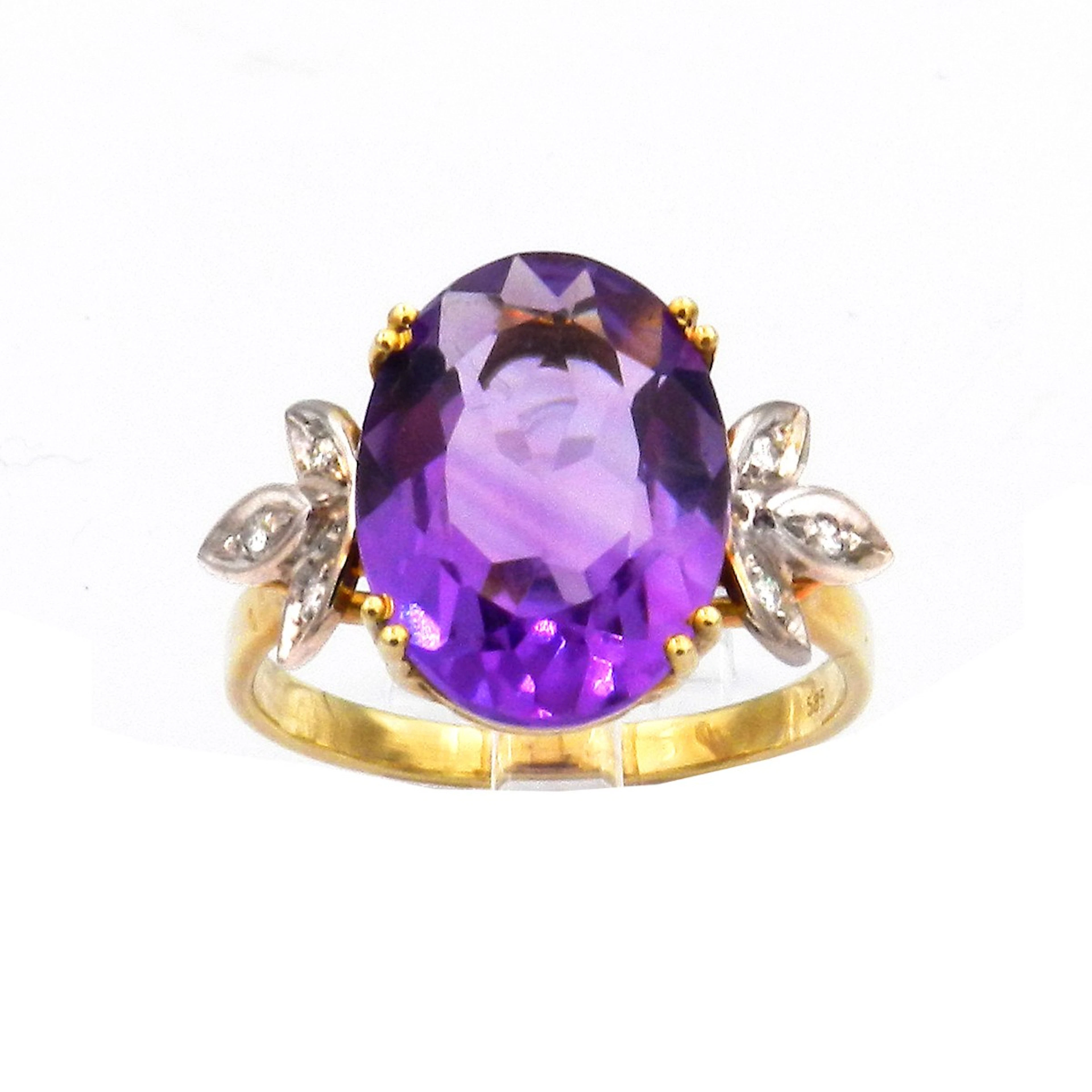 Vintage Amethyst Diamant 14K Gold Ring mit Brillanten