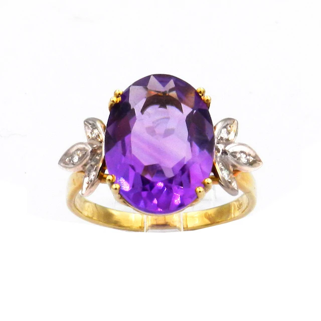 Vintage Amethyst Diamant 14K Gold Ring mit Brillanten