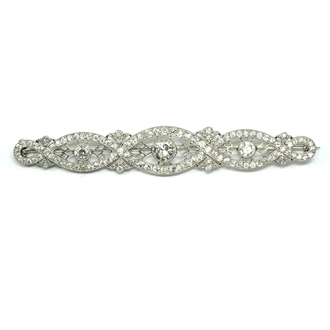 Art Deco 5.2 ct Diamant Brosche in Platin, um 1930