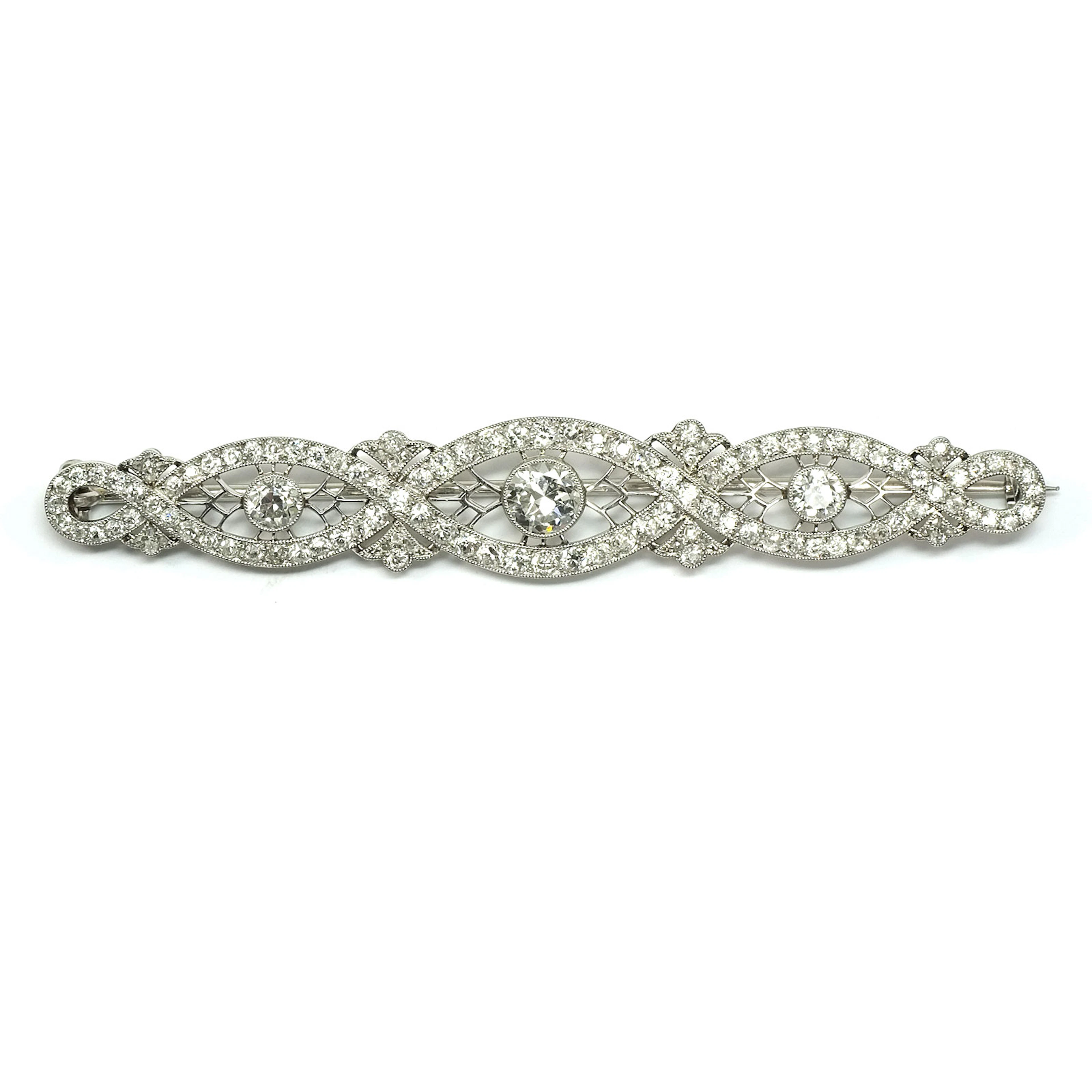 Art Deco 5.2 ct Diamant Brosche in Platin, um 1930