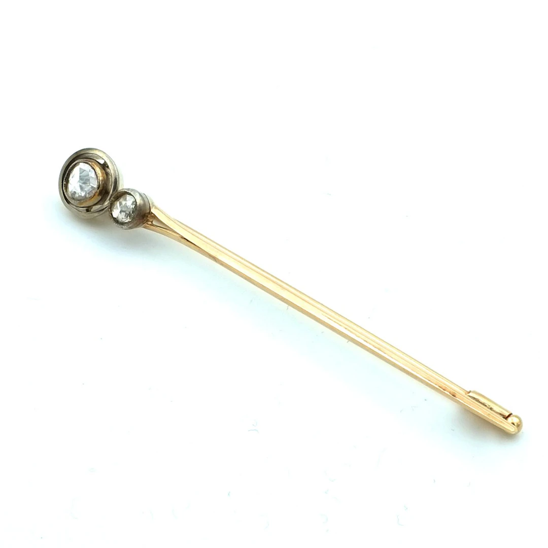 Antike Diamant Nadel mit Diamantrosen als Brosche in 14K Gold, um 1880