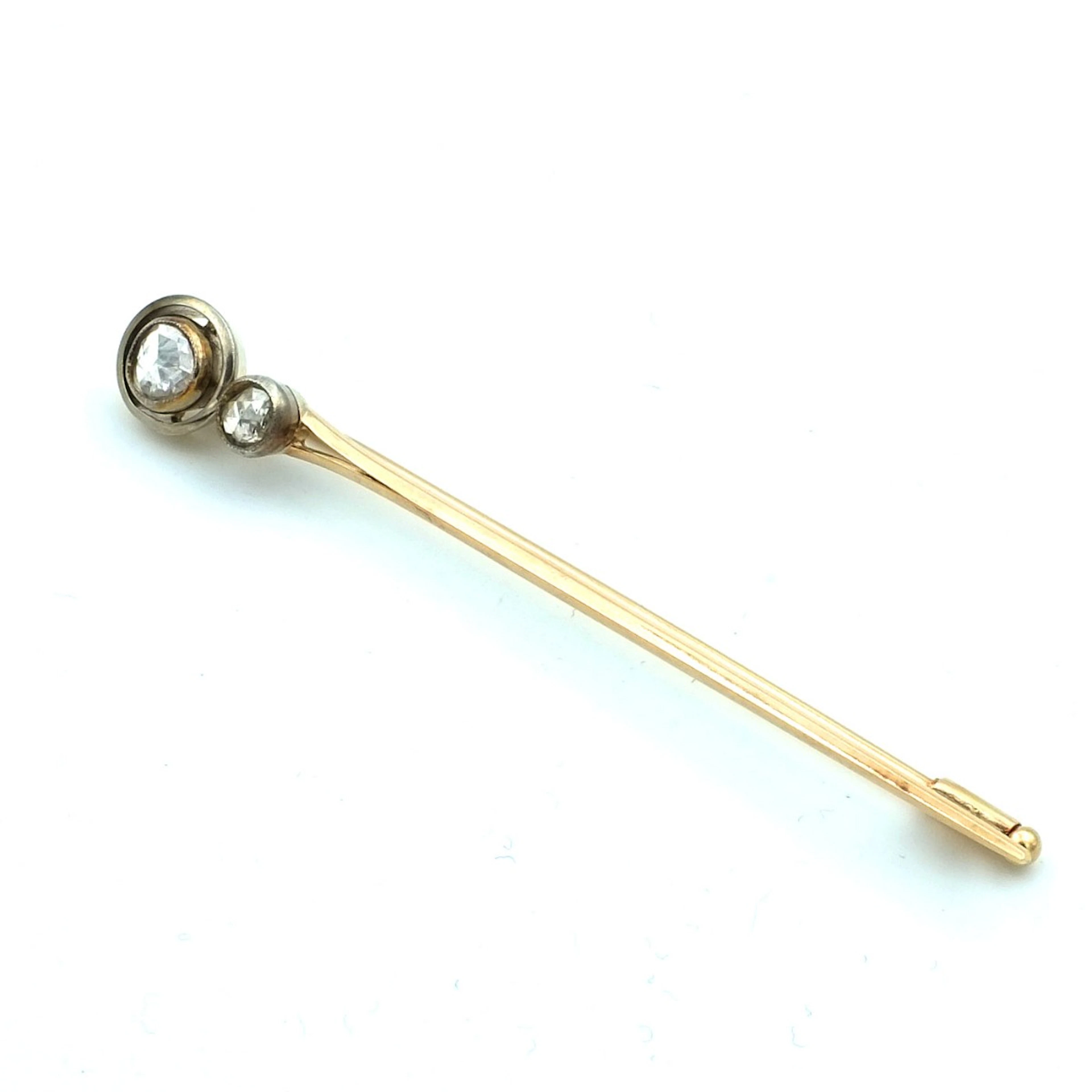 Antike Diamant Nadel mit Diamantrosen als Brosche in 14K Gold, um 1880