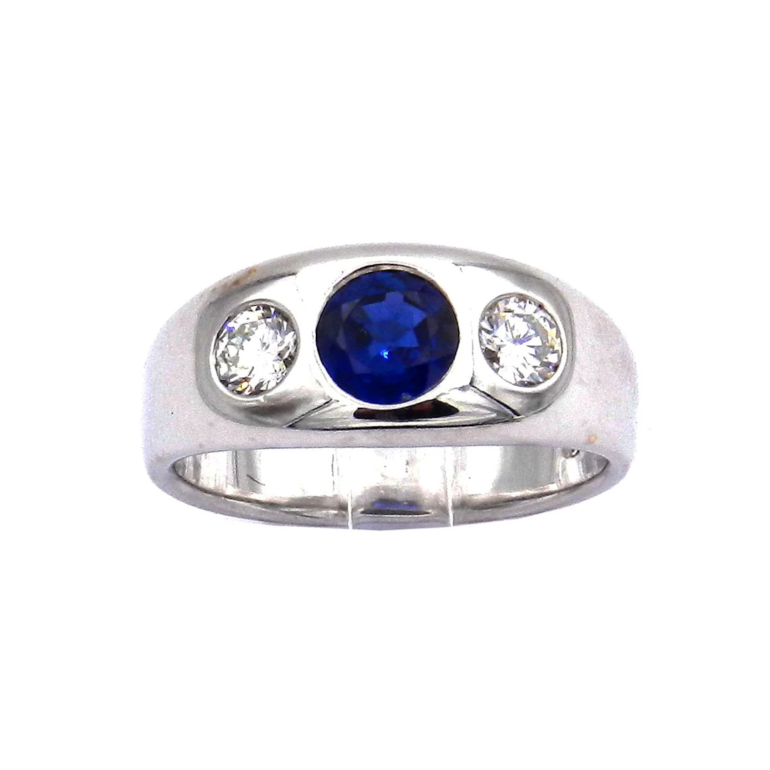 Saphir Diamant Bandring – Klassischer Alliance Ring mit 0,5 ct Brillanten