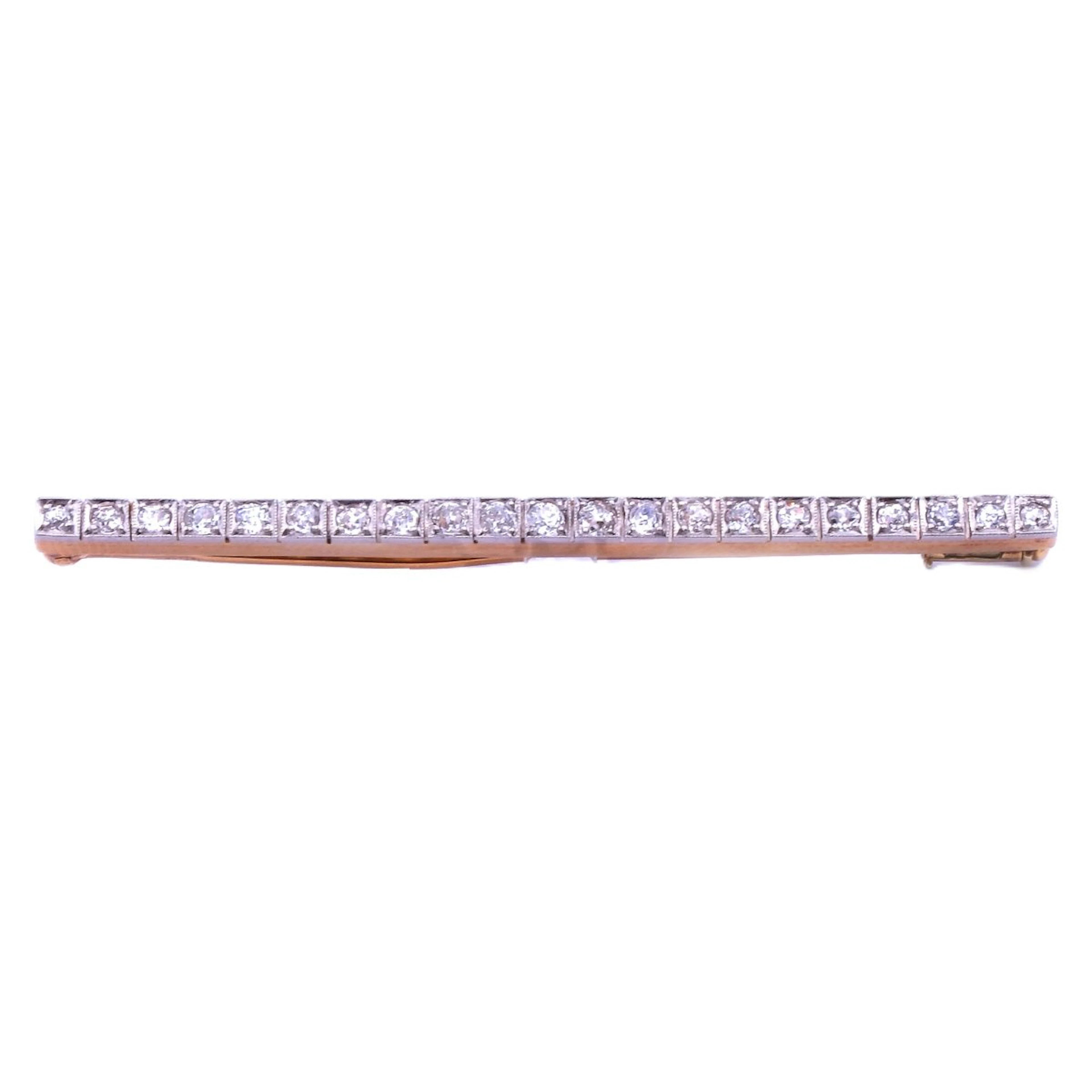 Art Deco 0.84 ct Diamant Brosche als Stabnadel in 14K Gold und Platin um 1915