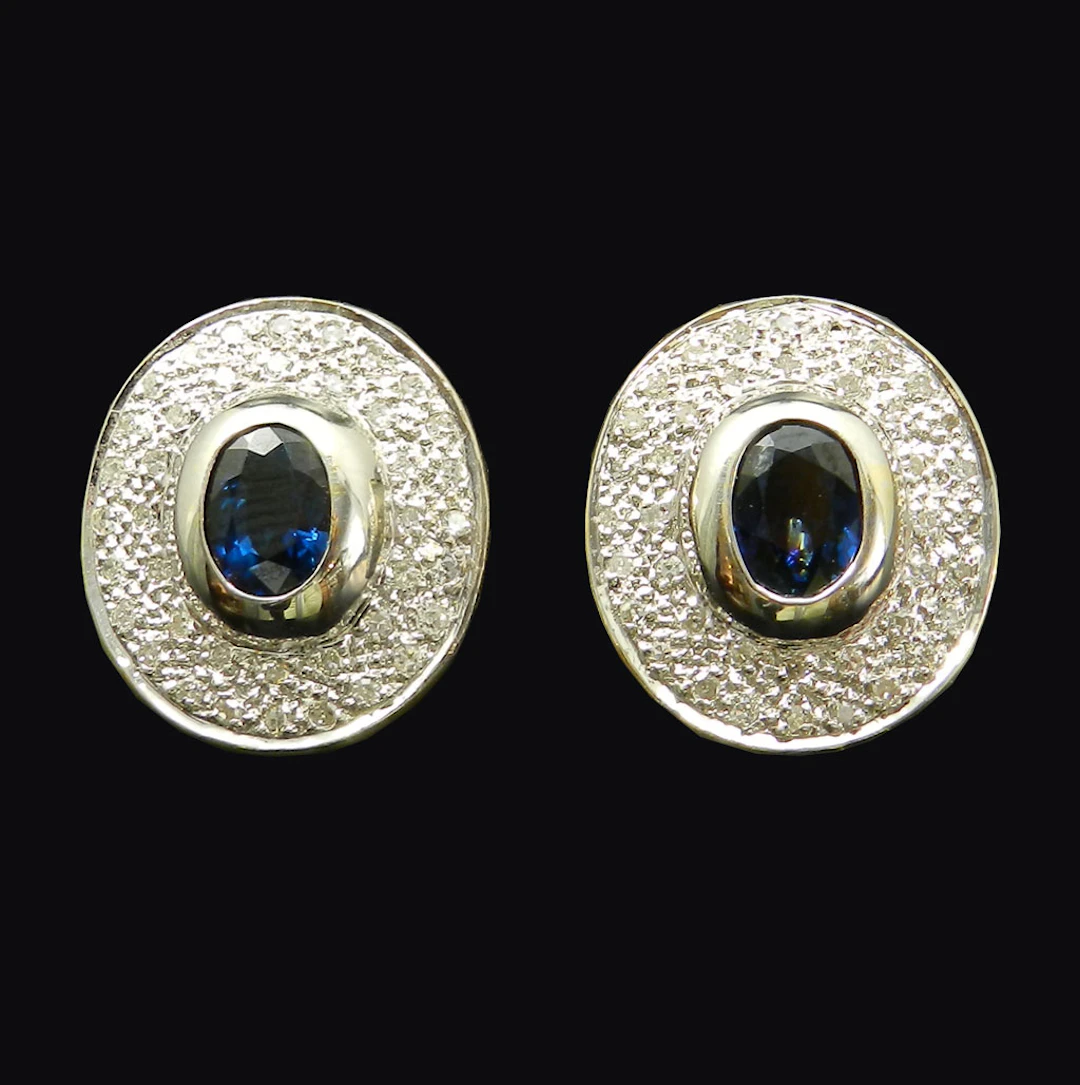 Saphir Diamant Ohrringe in Gelb- und Weißgold