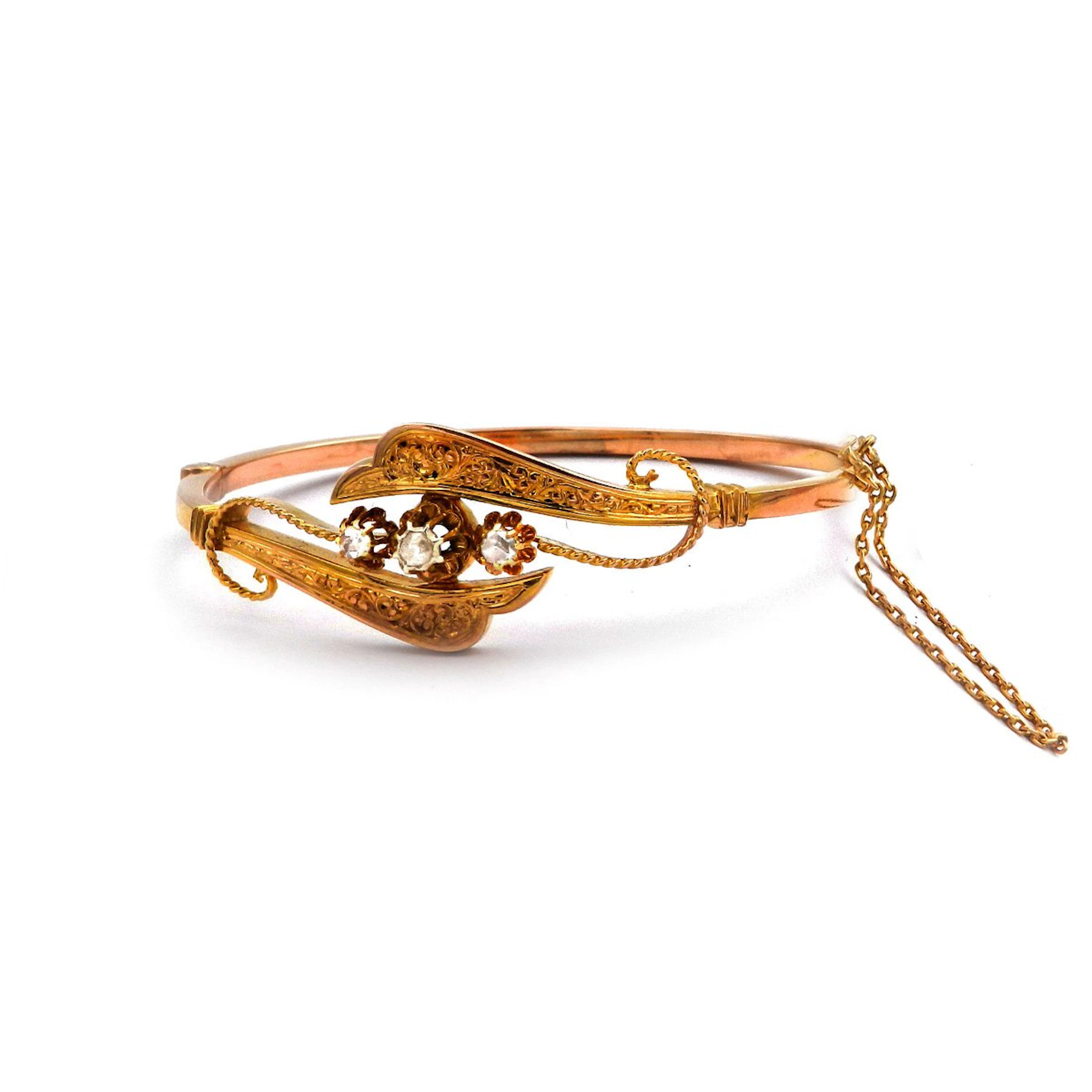 Antiker Diamant Armreif in 14K Gold Wien um 1875