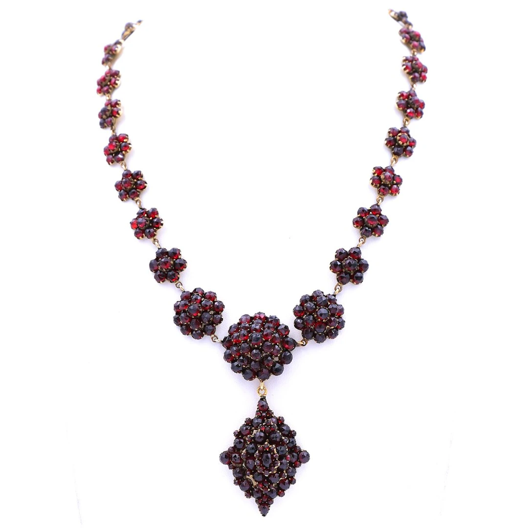 Antikes Biedermeier Granatcollier Böhmischer Granat um 1840/60