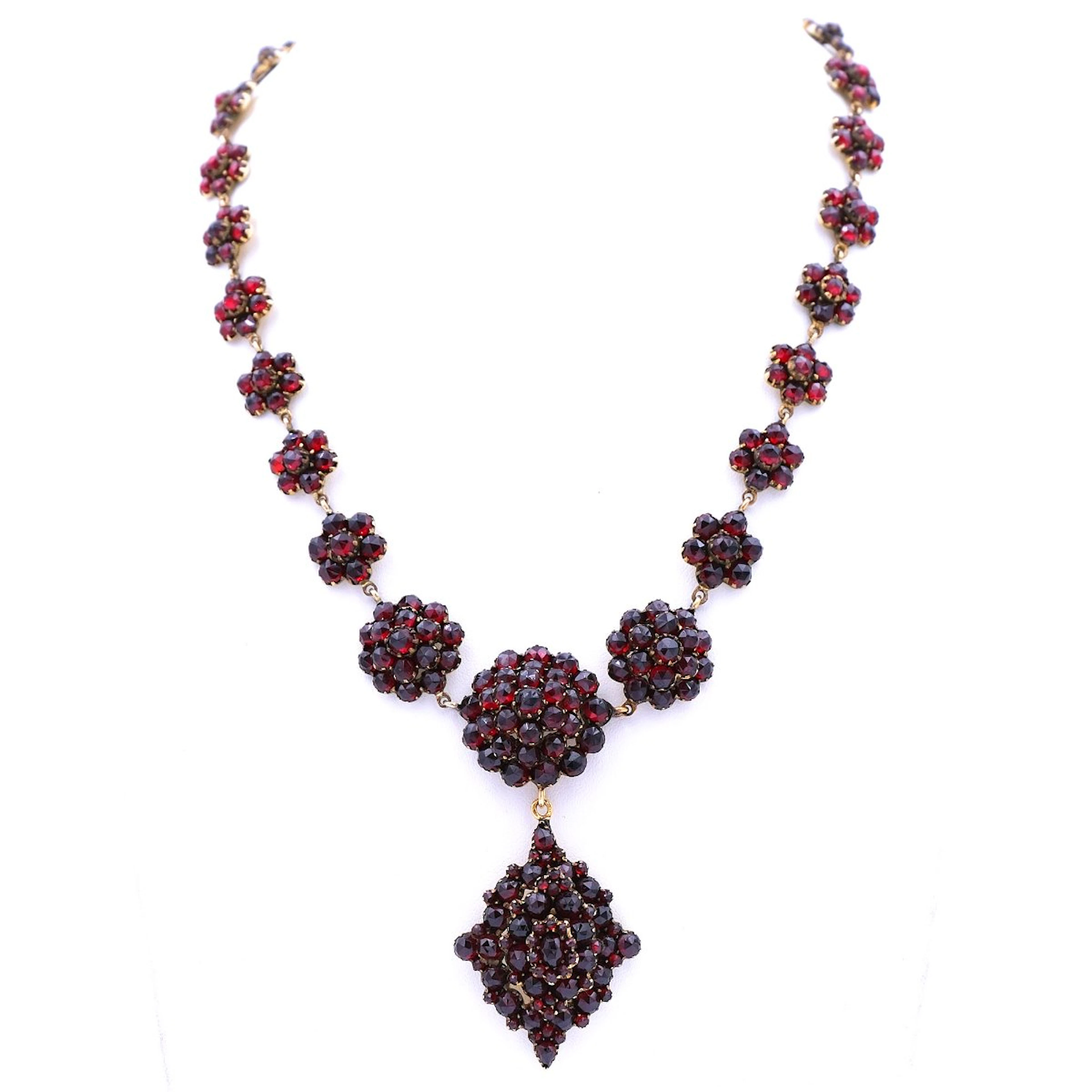 Antikes Biedermeier Granatcollier Böhmischer Granat um 1840/60