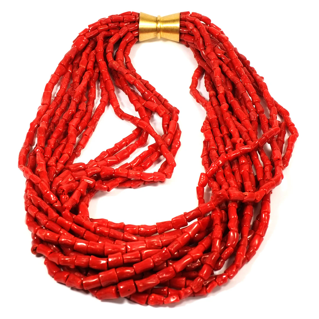 Designer Korallenkette als 14-reihiges Korallen Collier