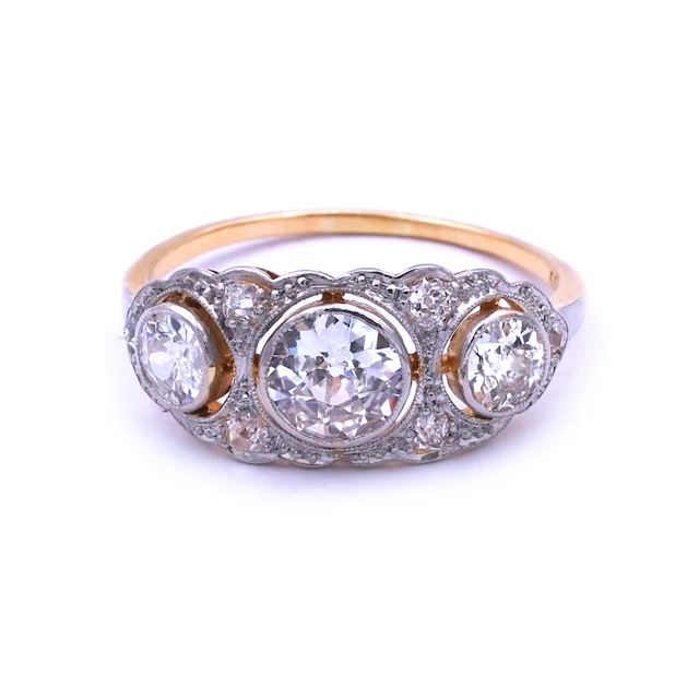 Art Deco 1.56 ct Diamant Ring in 18K Gold und Platin , um 1915