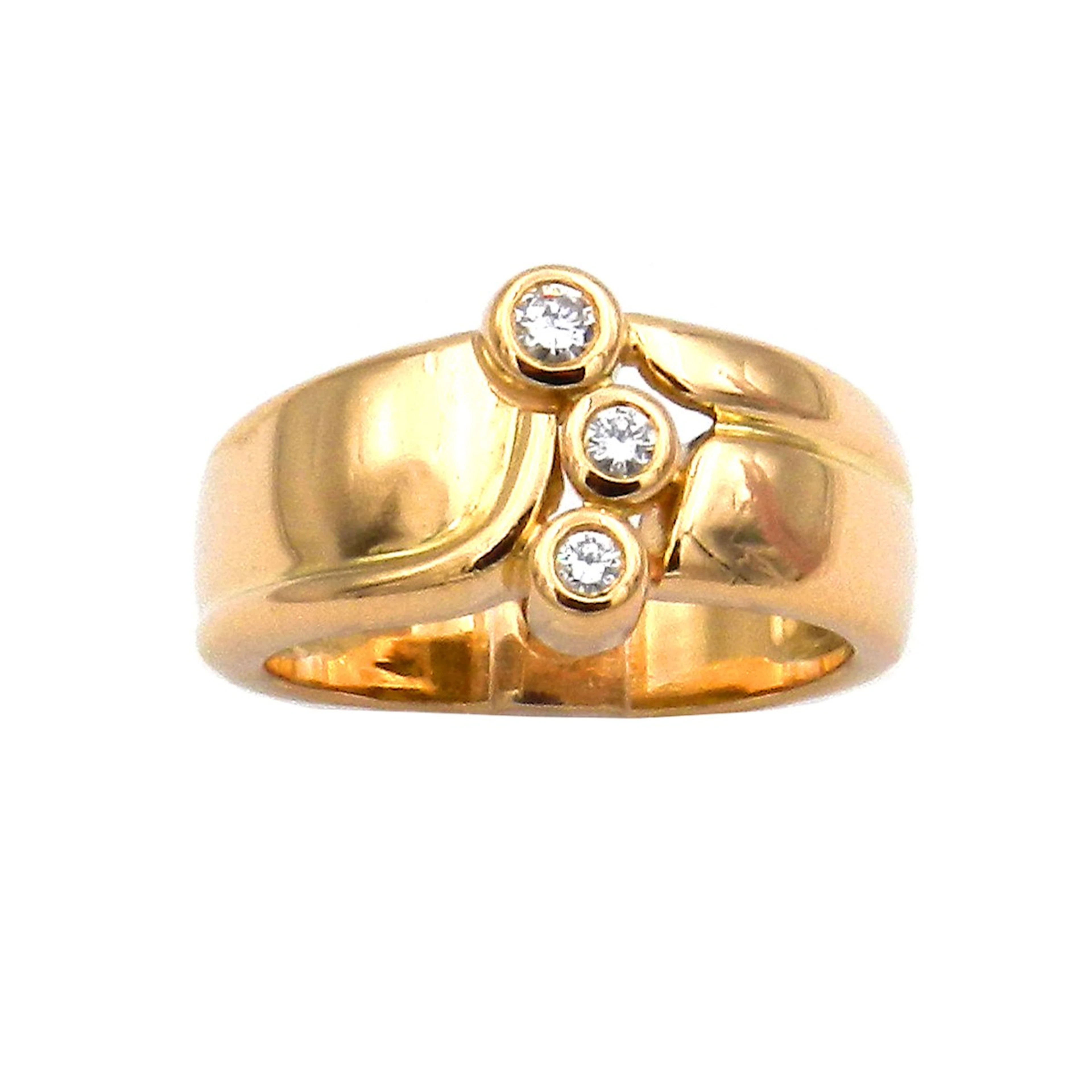 Moderner 0.16 ct Diamant Ring als Bandring mit 3 Brillanten in 18K Gold