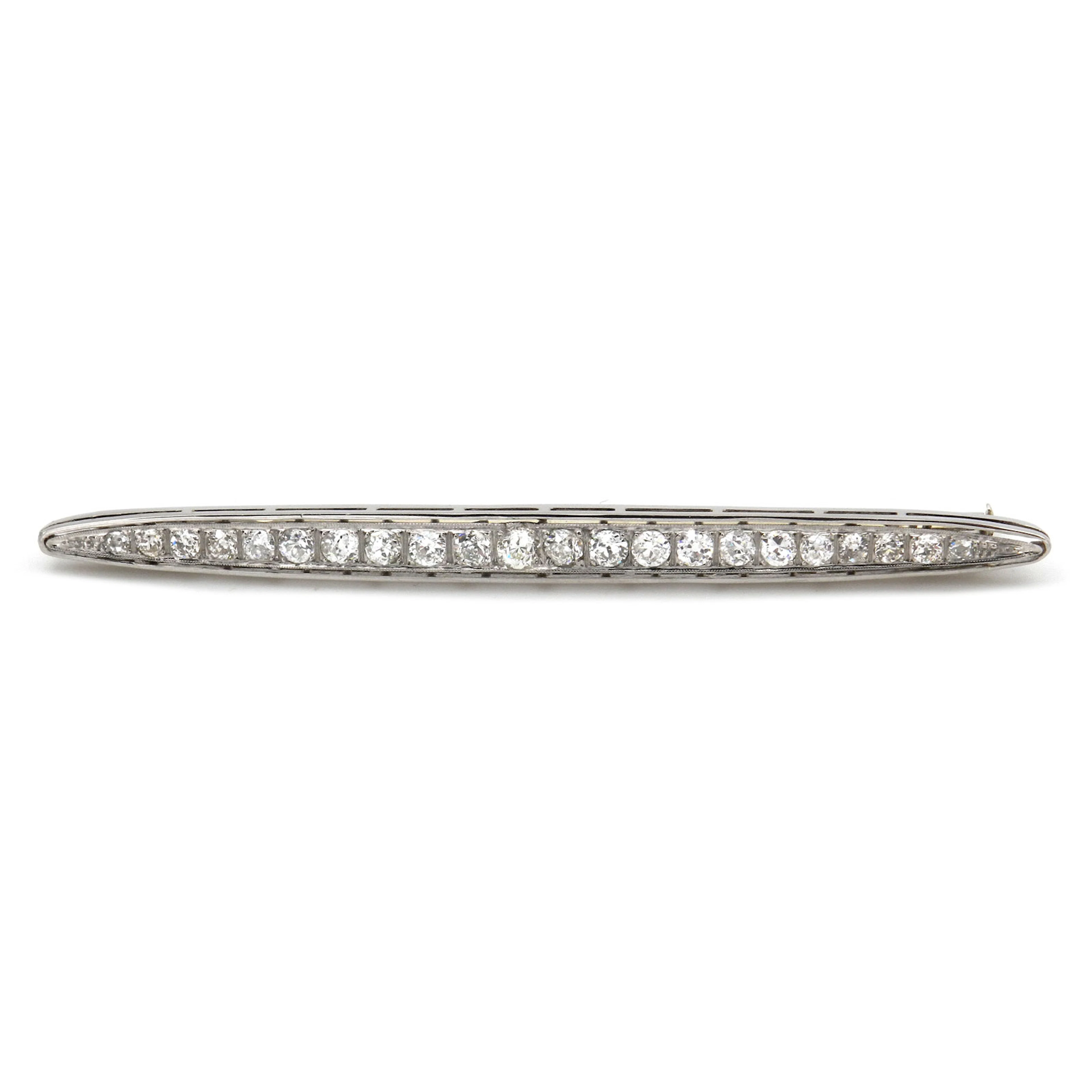 Art Deco 3 ct Diamant Weißgold Brosche in Schiffchenform, um 1930
