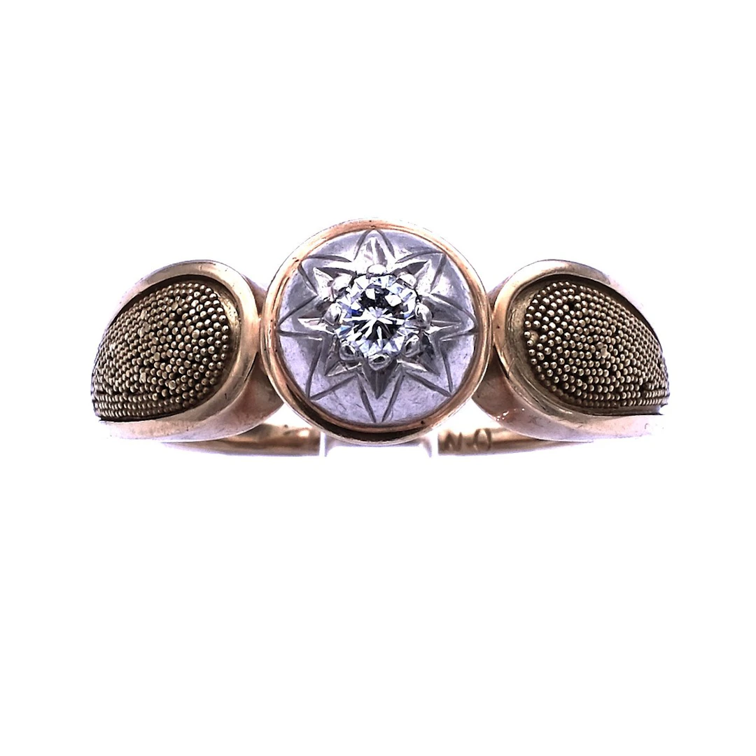 Diamant Ring mit 0.15 ct Diamant in 14K Gold, um 1950