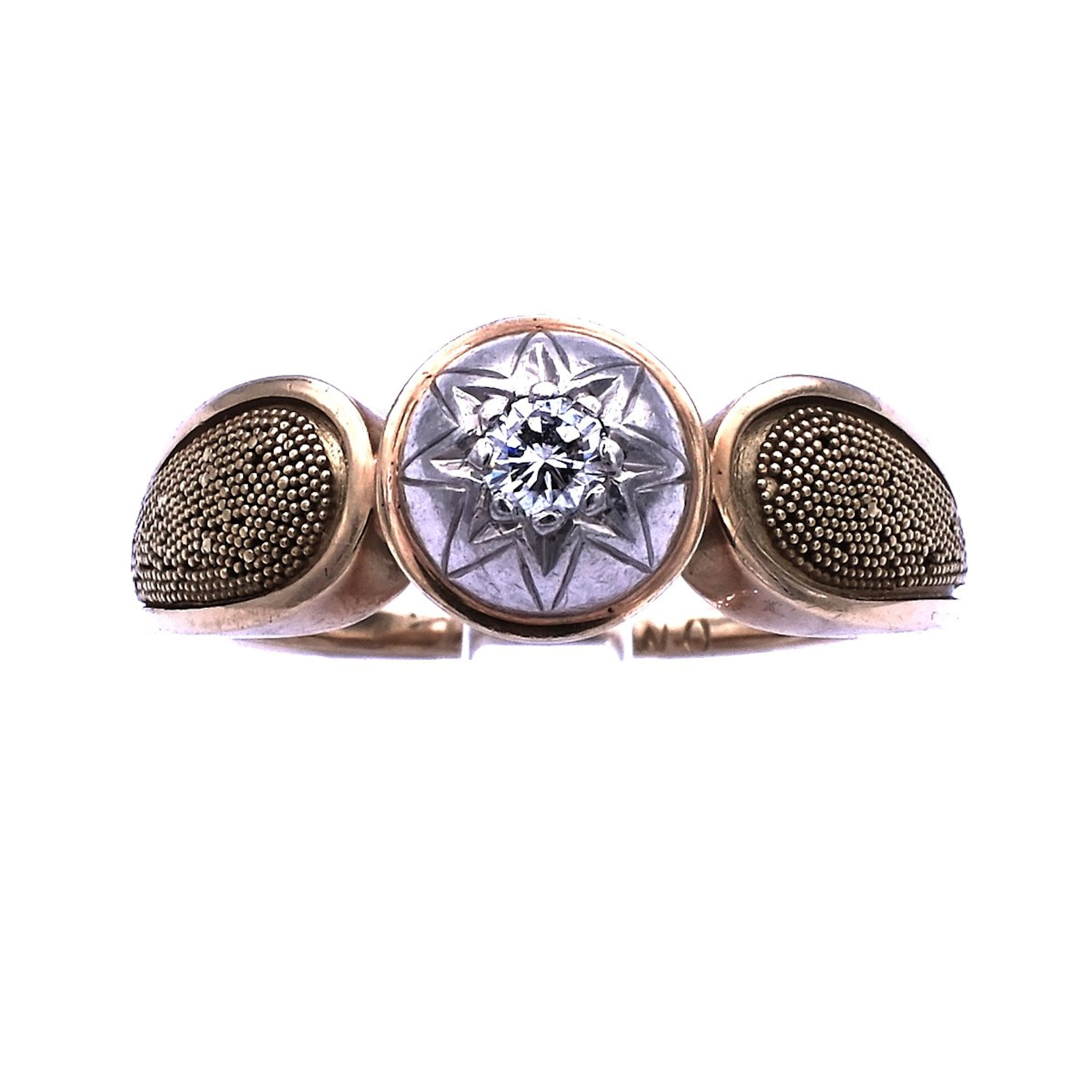Diamant Ring mit 0.15 ct Diamant in 14K Gold, um 1950