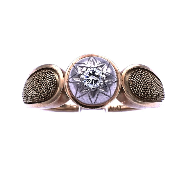 Diamant Ring mit 0.15 ct Diamant in 14K Gold, um 1950