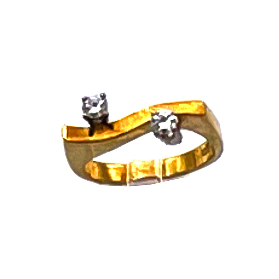 Designer Gold 0.26 ct Diamant Ring in 18K Gold um 1970