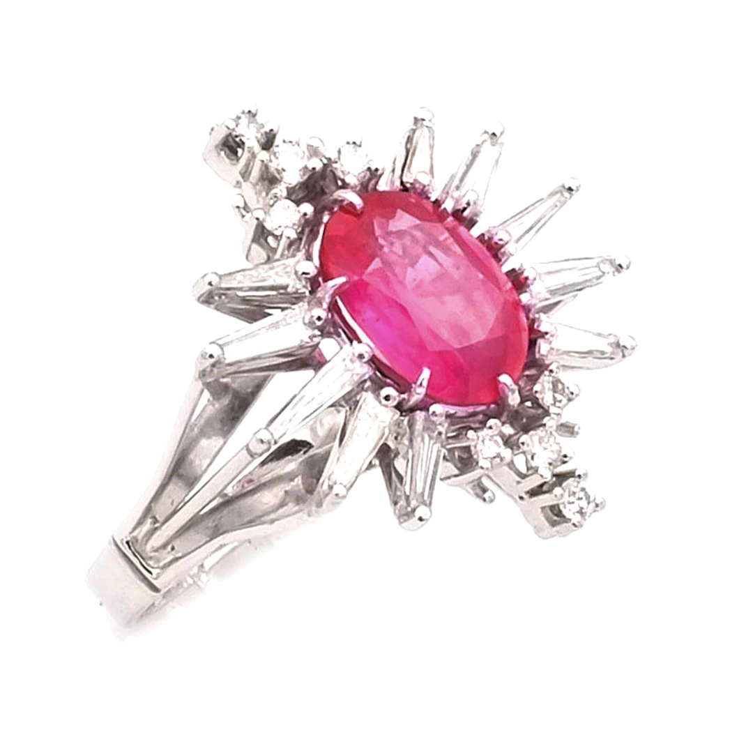 Hochfeiner Pink Saphir Diamant Ring mit No Heat 2.97 ct Purpurfarbenem