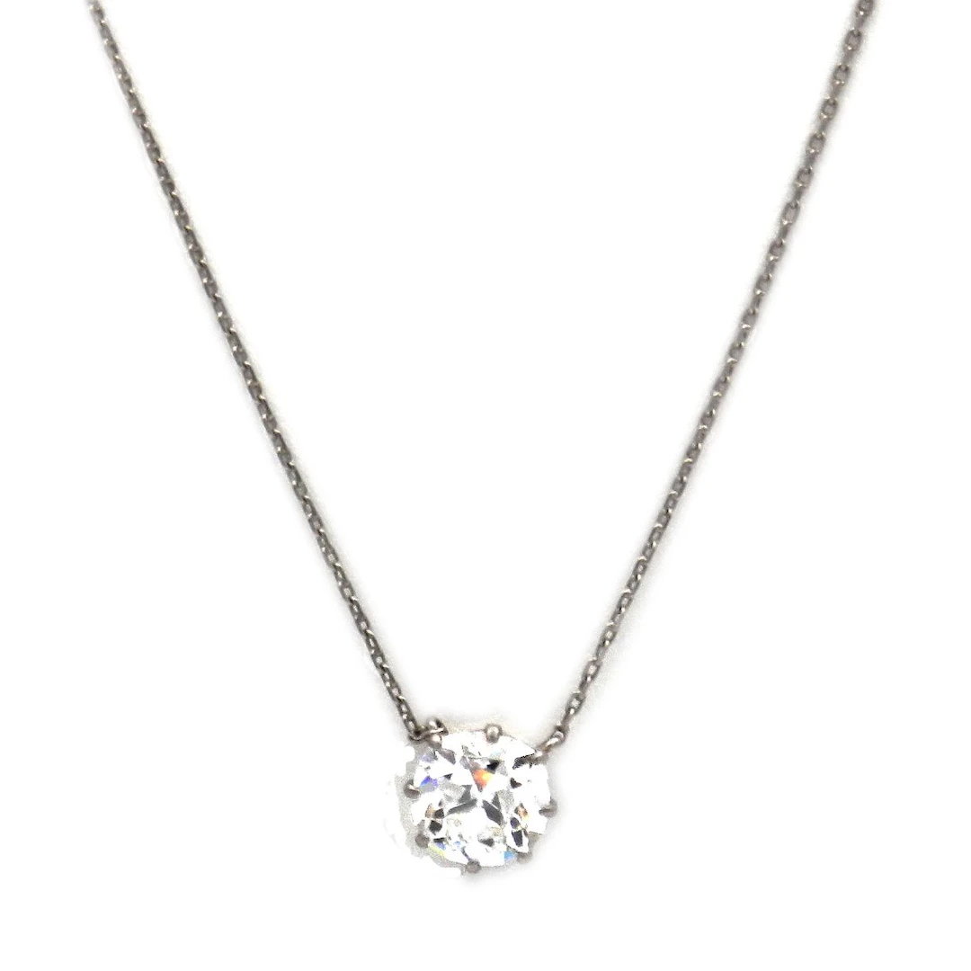 Art Deco Diamant Collier mit 1.87 ct Solitär Anhänger in Platin, A.E.
