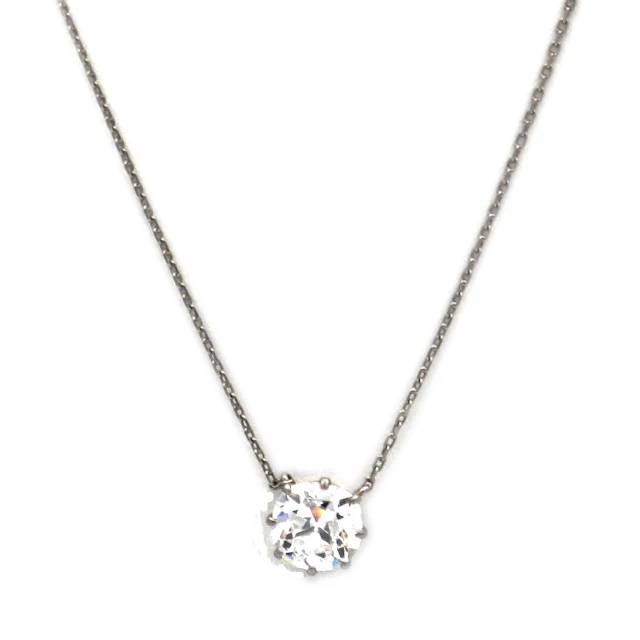 Art Deco Diamant Collier mit 1.87 ct Solitär Anhänger in Platin, A.E.