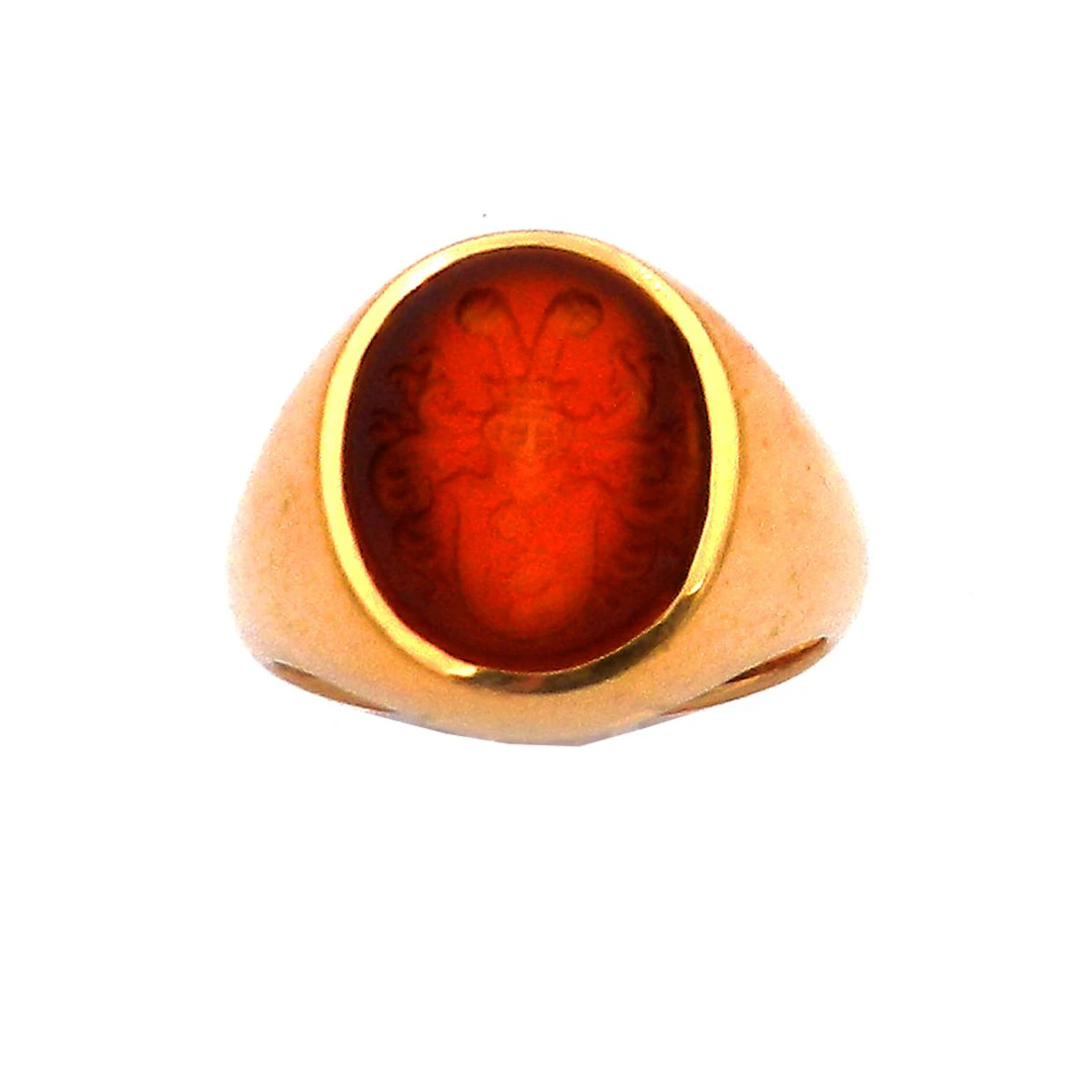 Siegelring mit Familienwappen – Wappenring mit Karneol in 18K Gold
