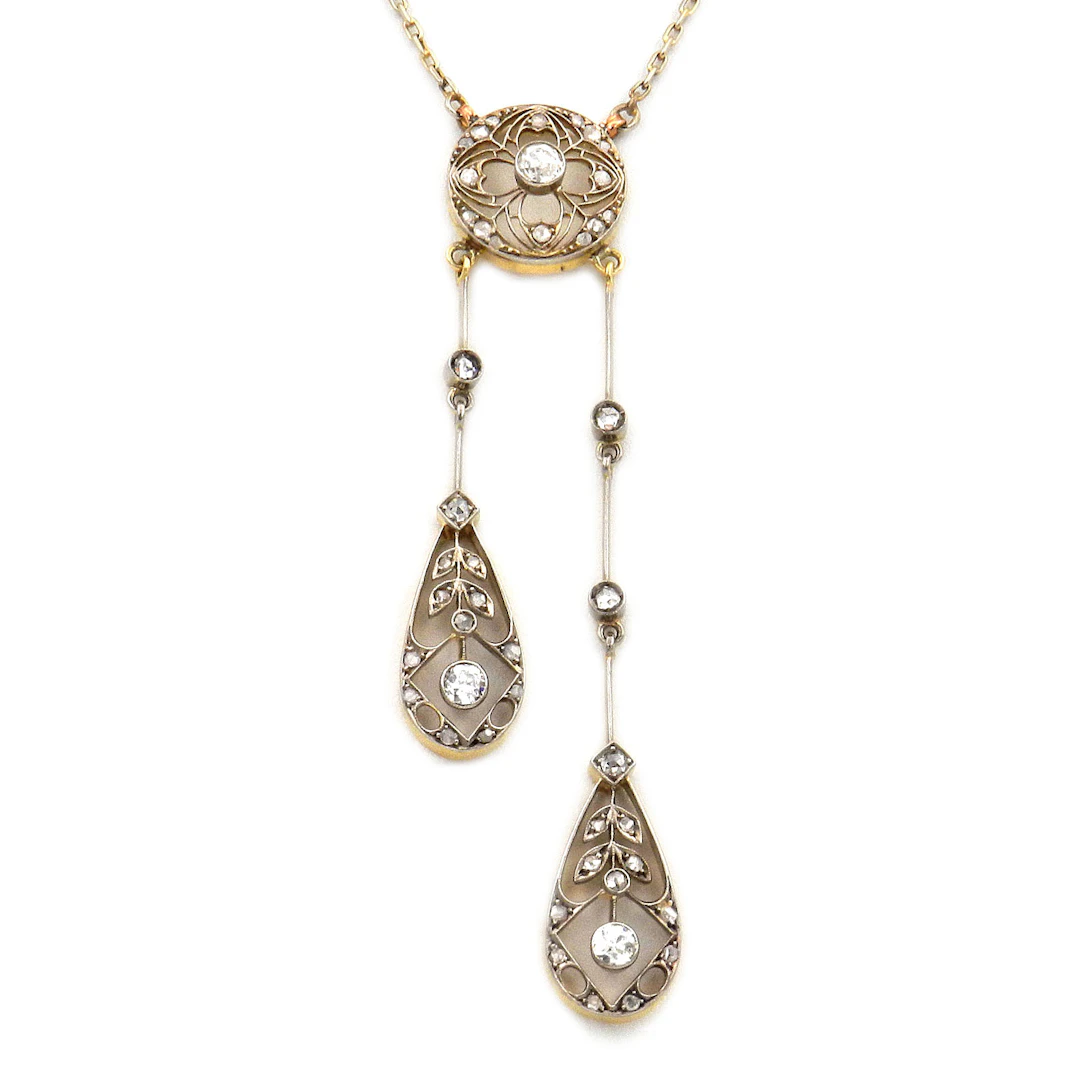 Jugendstil 0.7 ct Diamant Collier als große Lavalière, um 1910