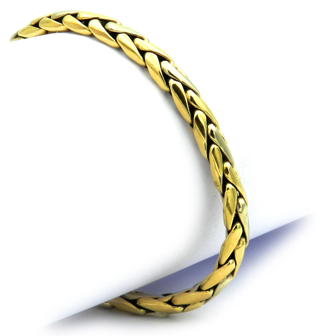 Gold Armband – Bicolor Gliederarmband im Zopfmuster aus 14K Gelb- und Weißgold