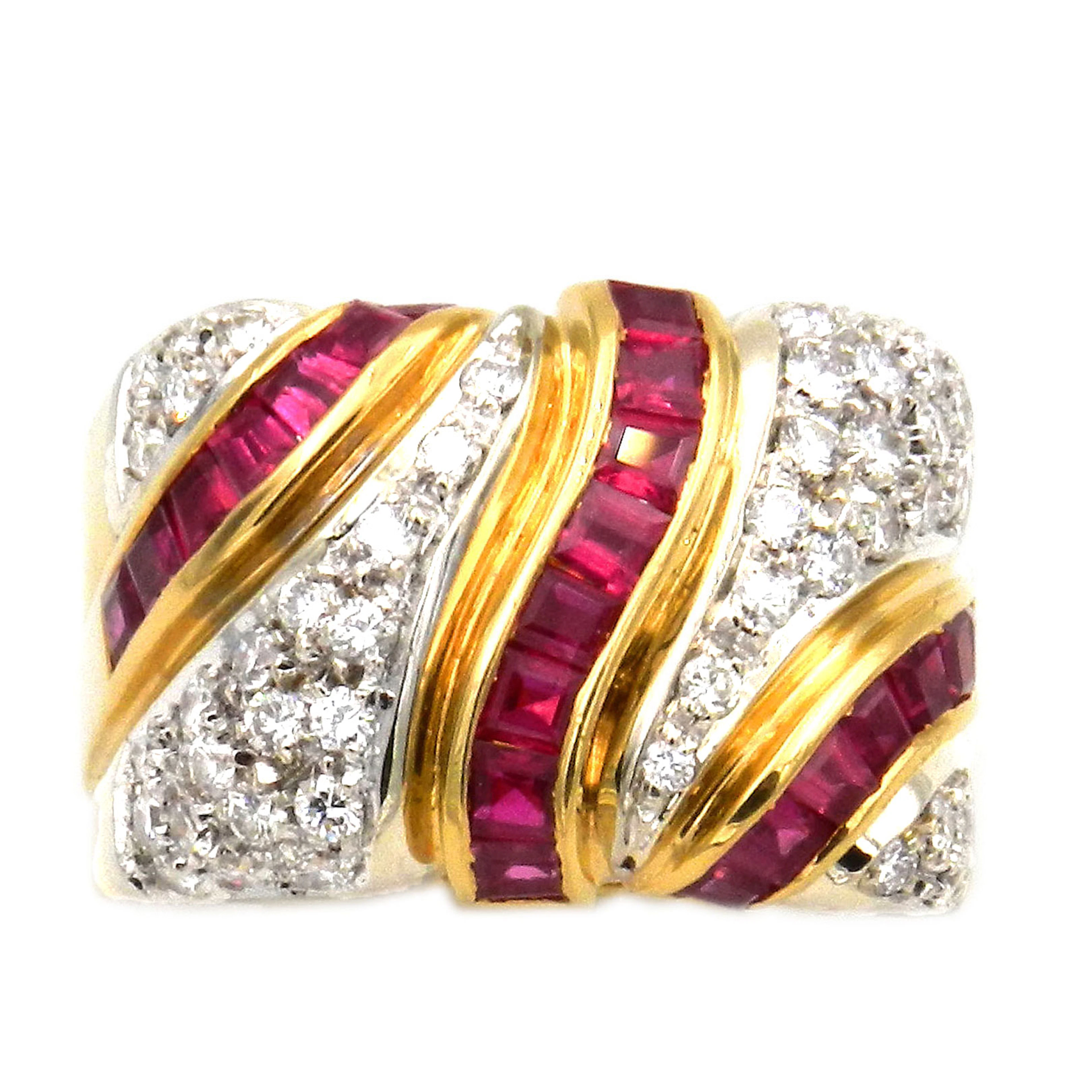 Rubin Diamant Ring als Bandring mit 0,55 ct Brillanten in 18K Gold