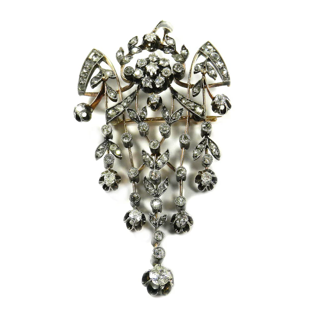 Antike Russische Diamant Brosche „Devant de Corsage“, Moskau um 1910
